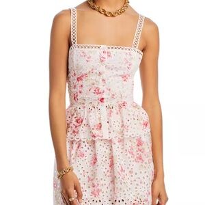 NWT Aqua Floral Print Eyelet Peplum Top in Size L